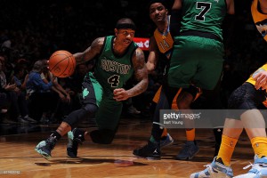 Isaiah Thomas #4 of the Boston Celtics drives to the basket during the game against the Denver Nuggets on February 21, 2016 at the Pepsi Center in Denver, Colorado. Credit: Bart Young
