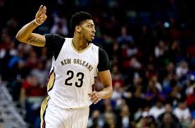 Feb 25, 2016; New Orleans, LA, USA; New Orleans Pelicans forward Anthony Davis (23) signals after hitting a three point basket against the Oklahoma City Thunder during the first quarter of a game at Smoothie King Center. Mandatory Credit: Derick E. Hingle-USA TODAY Sports