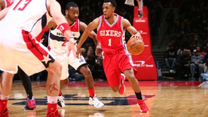 WASHINGTON, DC - FEBRUARY 29: Ish Smith #1 of the Philadelphia 76ers drives to the basket against the Washington Wizards during the game on February 29, 2016 at Verizon Center in Washington, District of Columbia. NOTE TO USER: User expressly acknowledges and agrees that, by downloading and or using this Photograph, user is consenting to the terms and conditions of the Getty Images License Agreement. Mandatory Copyright Notice: Copyright 2016 NBAE (Photo by Ned Dishman/NBAE via Getty Images)