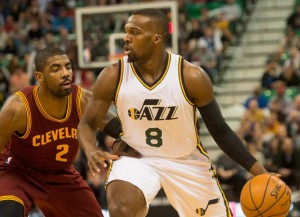 (Rick Egan | The Salt Lake Tribune) Utah Jazz guard Shelvin Mack (8) is guarded by Cleveland Cavaliers guard Kyrie Irving (2) in NBA action, in Salt Lake City, Monday March 14, 2016