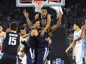 Kris Jenkins (2) celebrates his game-winning bucket that won Villanova the national title. (Photo: Robert Deutsch, USA TODAY Sports)