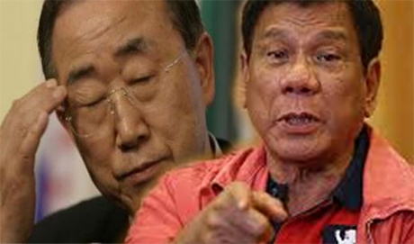 菲律宾总统杜特地9日先是坚称幷非有意侮辱美国总统欧巴马，却旋即把矛头转向联合国秘书长潘基文，说他是「傻瓜」。