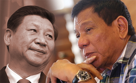菲律宾总统府马拉坎南宫20日证实，菲律宾总统杜特地（右）与中国国家主席习近平（左），日前在北京就南海主权争议发生一轮口头交锋，杜特地披露了两人的尖锐对话。